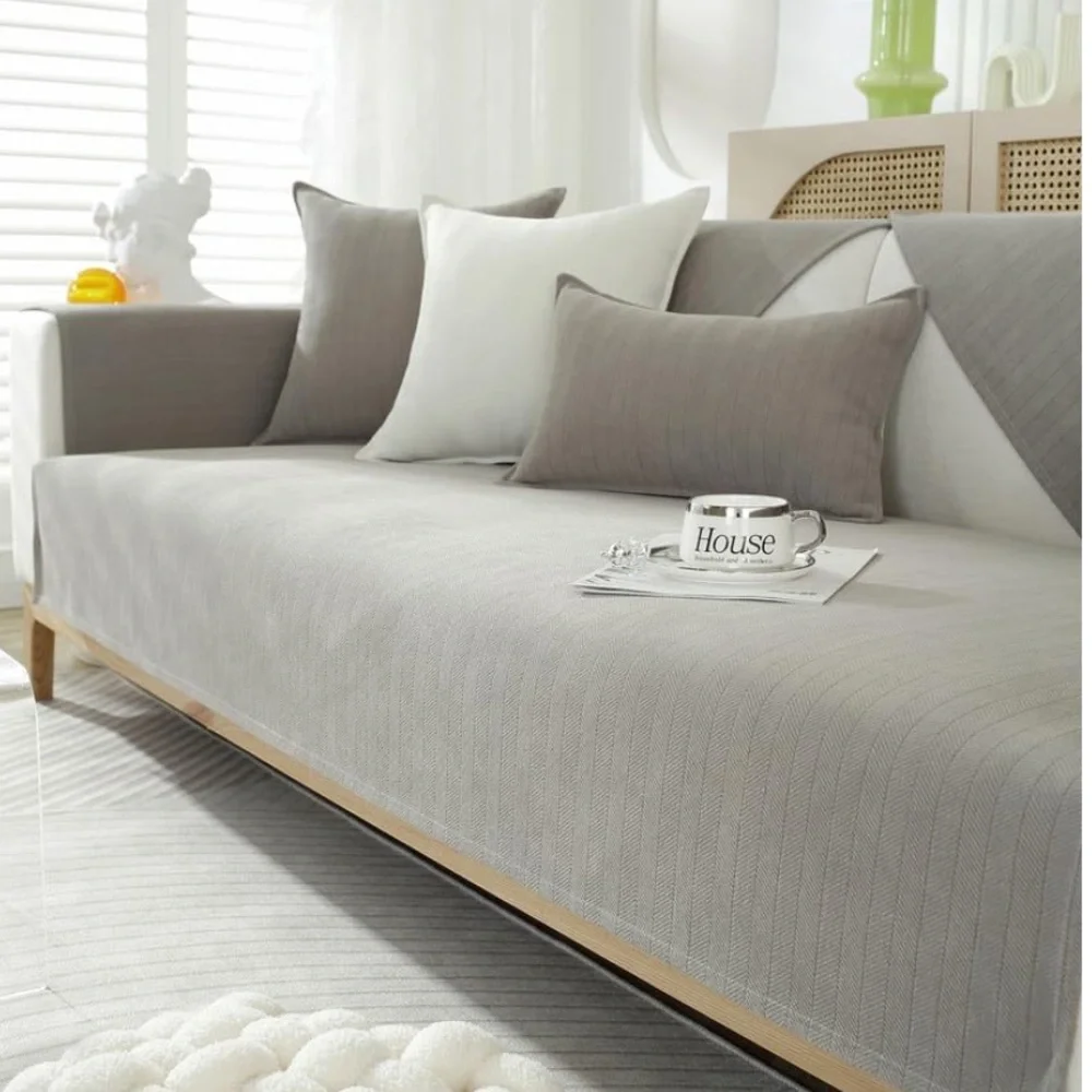 Soft Gray Chenille Rectangular Sofa Cover-Kid & Pet Friendly-28x35” SMALL